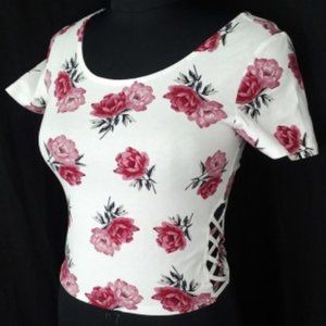 Side Lattice Printed crop top